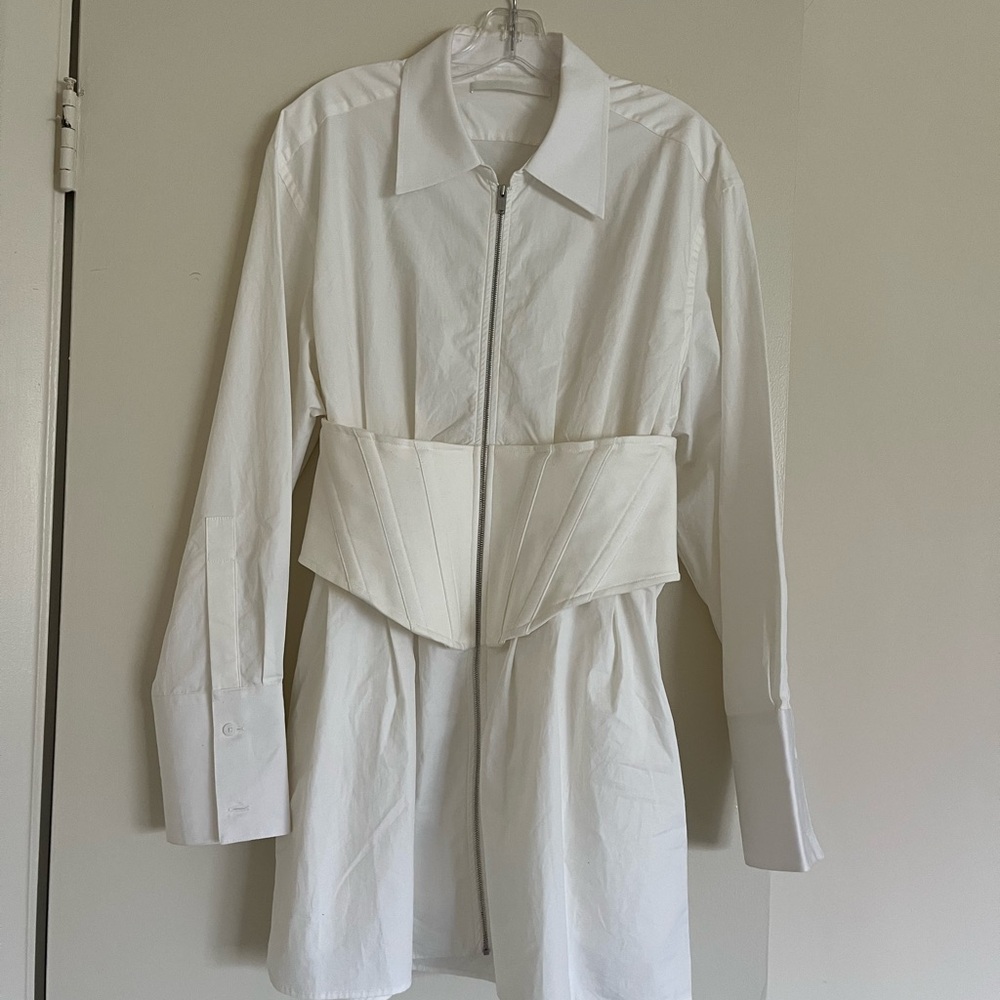 Dion Lee Ivory Long-Sleeve Mini Dress - Picture 2 of 10